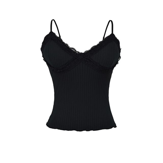 V-Neck Lace Trim Camisole Top