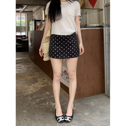 High Waist Polka Dot Mini Pencil Skirt