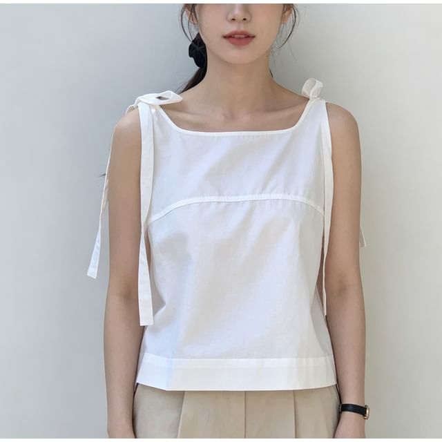 Loose Square-Neck Tank with Tie Straps