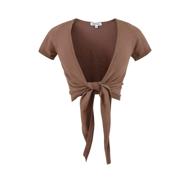 Knot Front Short Sleeve Blouse