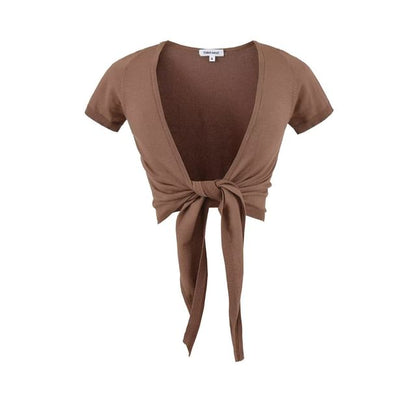 Knot Front Short Sleeve Blouse