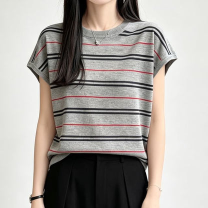 Striped Crew Neck Knit Top