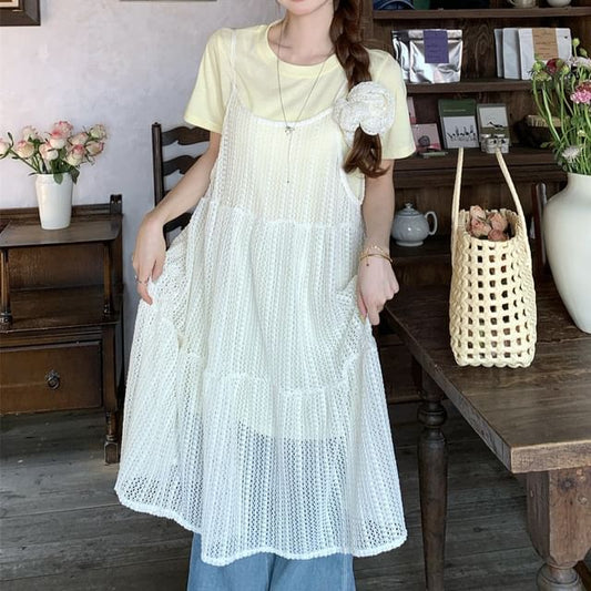 Crew Neck T-Shirt and Scoop Neck Midi Dress