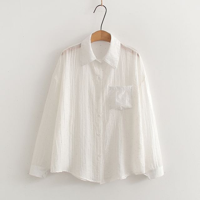 Pocketed Sheer Long-Sleeve Shirt