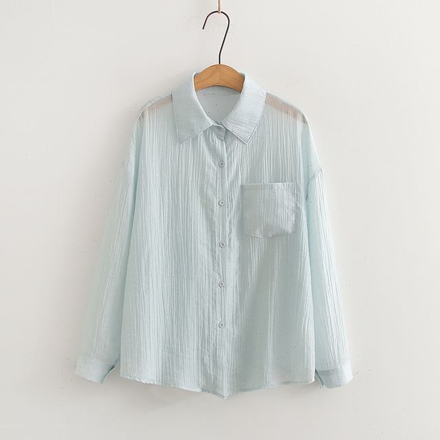 Pocketed Sheer Long-Sleeve Shirt