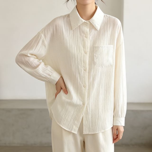 Pocketed Sheer Long-Sleeve Shirt