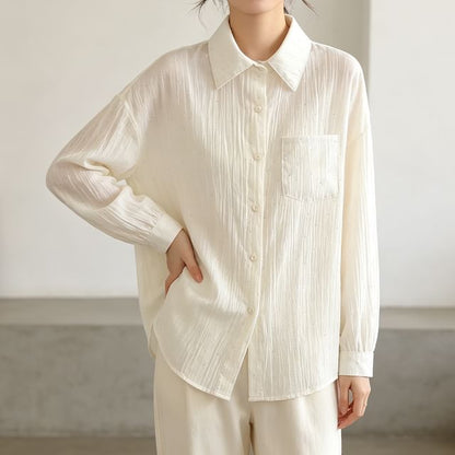 Pocketed Sheer Long-Sleeve Shirt