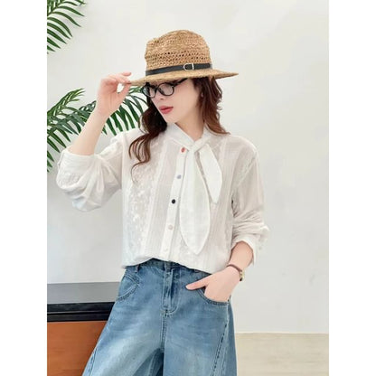 Tie Neck Long-Sleeve Shirt