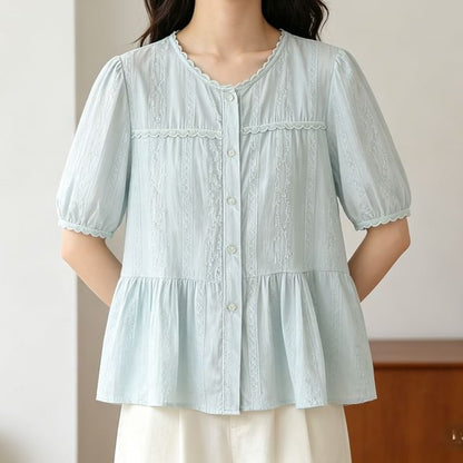 U-Neck Crop Blouse