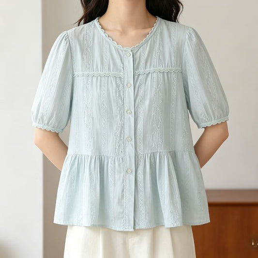 U-Neck Crop Blouse