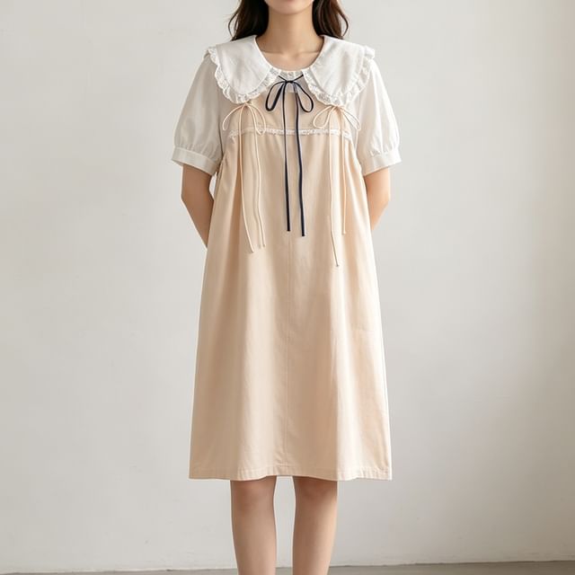 Set: Collared Blouse + A-Line Spaghetti Strap Dress