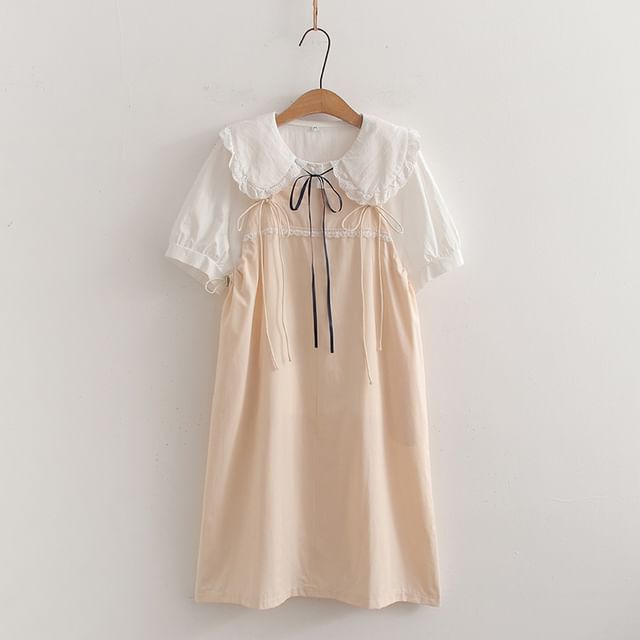 Set: Collared Blouse + A-Line Spaghetti Strap Dress