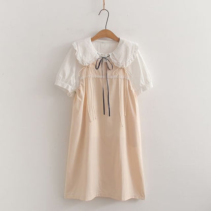Set: Collared Blouse + A-Line Spaghetti Strap Dress