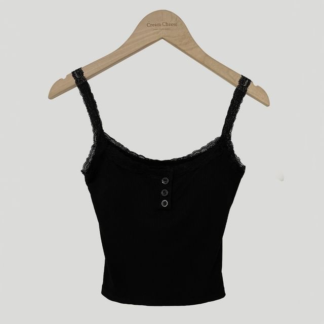 Scoop Neck Lace-Trim Slim-Fit Tank Top