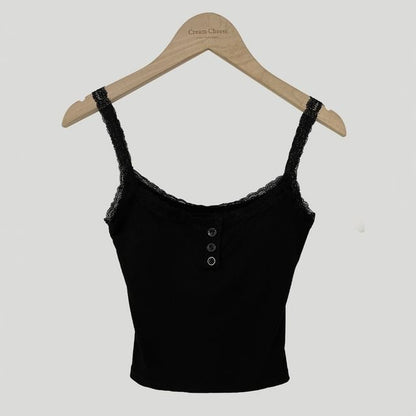 Scoop Neck Lace-Trim Slim-Fit Tank Top
