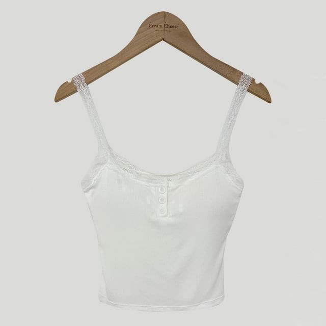 Scoop Neck Lace-Trim Slim-Fit Tank Top