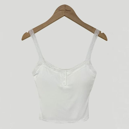 Scoop Neck Lace-Trim Slim-Fit Tank Top