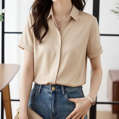 Collared Short Sleeve Button Down Shirt