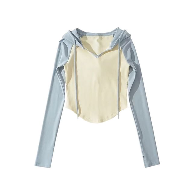 Hooded Raglan Long Sleeve Crop Top