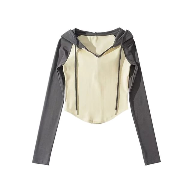 Hooded Raglan Long Sleeve Crop Top