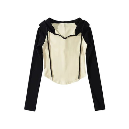 Hooded Raglan Long Sleeve Crop Top