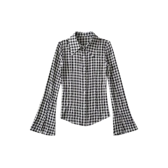 Gingham Button-Up Long Sleeve Shirt