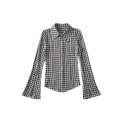 Gingham Button-Up Long Sleeve Shirt