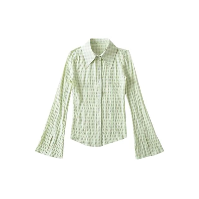 Gingham Button-Up Long Sleeve Shirt