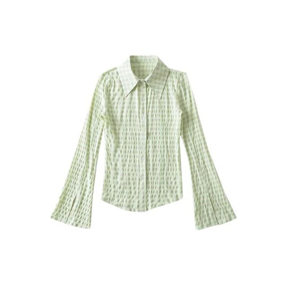 Gingham Button-Up Long Sleeve Shirt