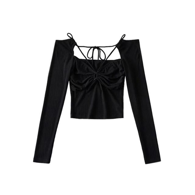 Cutout Long-Sleeve Crop Top