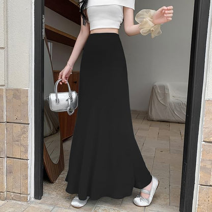 High Waist Plain Maxi Mermaid Skirt