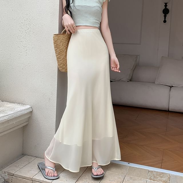 High Waist Plain Maxi Mermaid Skirt