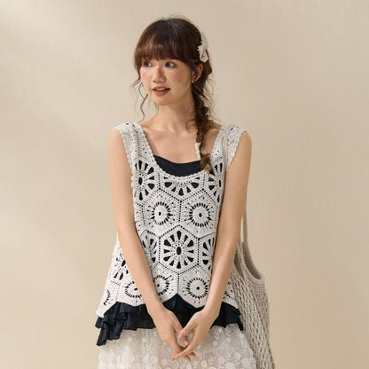 Sleeveless Crochet Lace Top