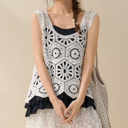 Sleeveless Crochet Lace Top