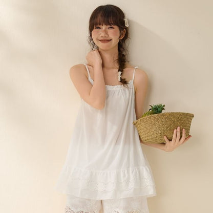 Lace Trim Ruffled Camisole Top