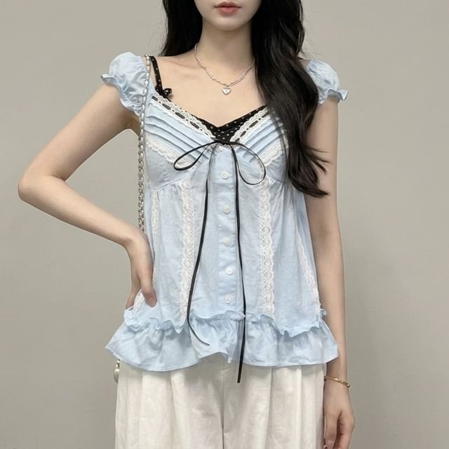 V-Neck Ruffle Tank