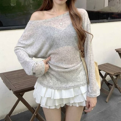 Boatneck Long-Sleeve Blouse