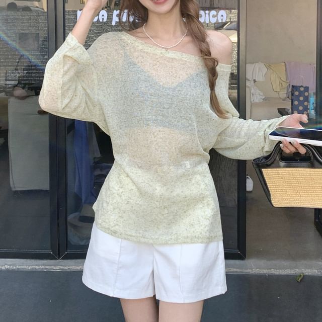 Boatneck Long-Sleeve Blouse