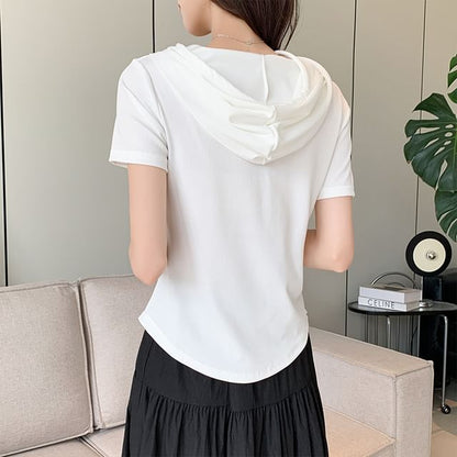 Half Zip Hooded Crop Top