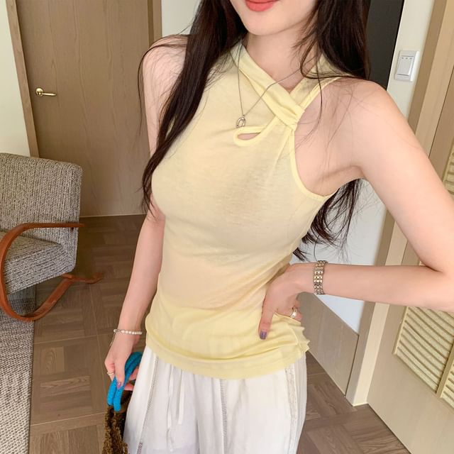 Asymmetric Cutout Slim Fit Tank Top