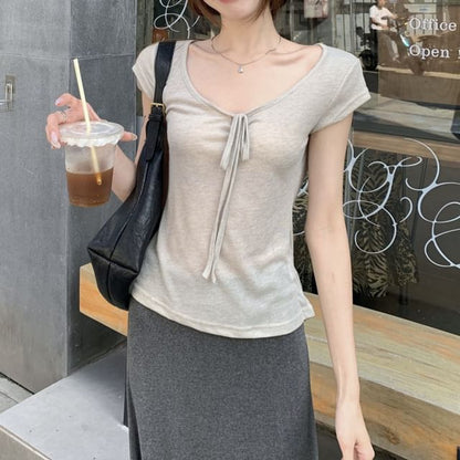 Sheer Slim Fit V-Neck Short Sleeve T-Shirt