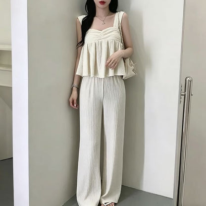 Square Neck Crop Top & Wide Leg Pants