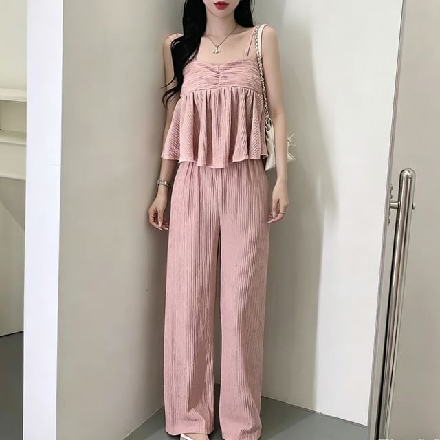 Square Neck Crop Top & Wide Leg Pants