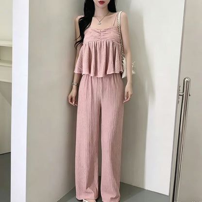 Square Neck Crop Top & Wide Leg Pants