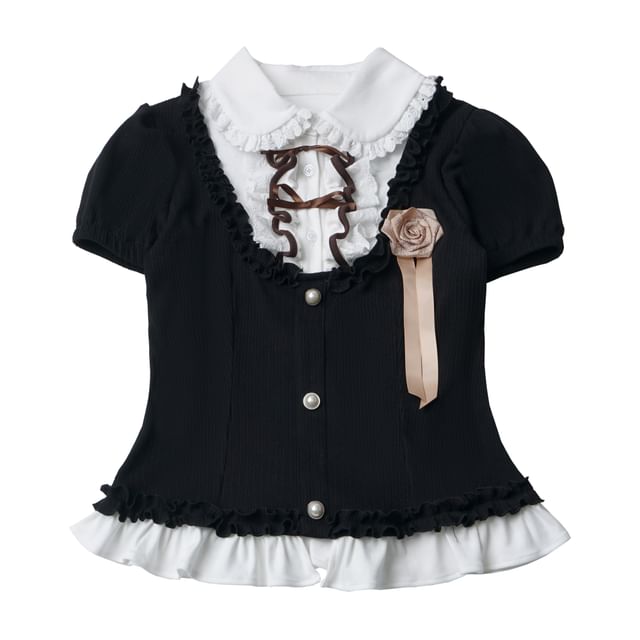Collared Frill Top & Skirt