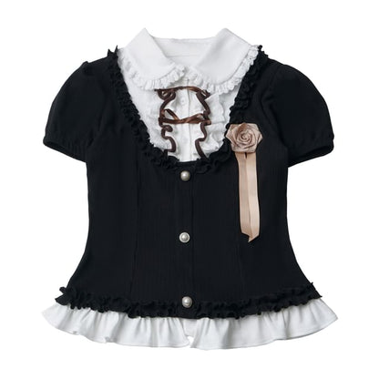 Collared Frill Top & Skirt
