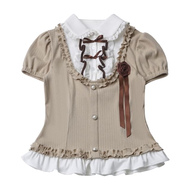 Collared Frill Top & Skirt