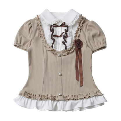 Collared Frill Top & Skirt