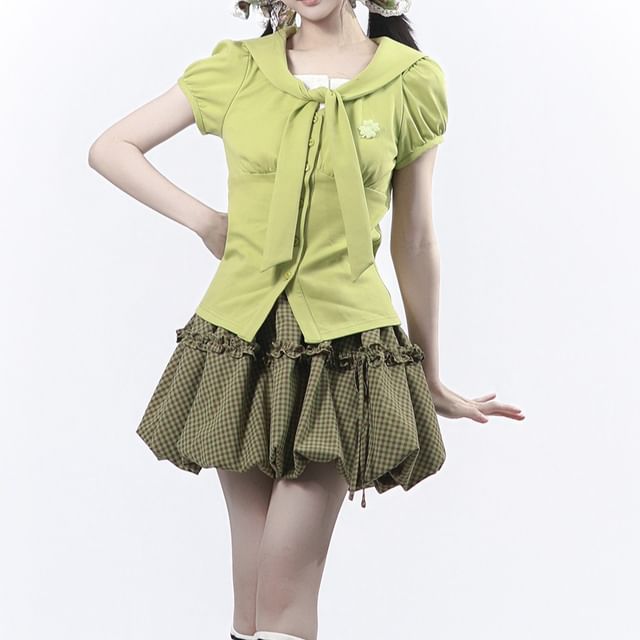 Crop Polo & Mini Skirt Set