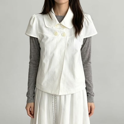 Peter Pan Collar Double-Breasted Blouse